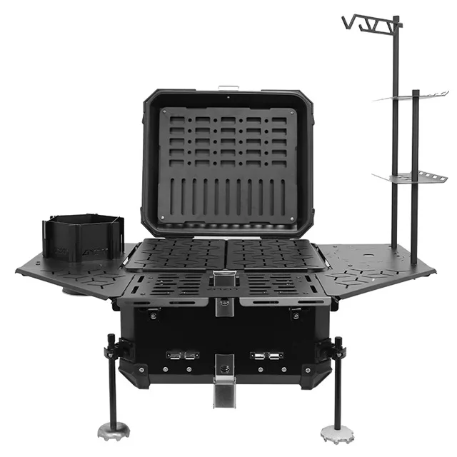 

Многофункциональная бронированная хвостовая коробка из алюминиевого сплава — портативный уличный походный стол, прочный футляр для хранения для путешествий и приключений