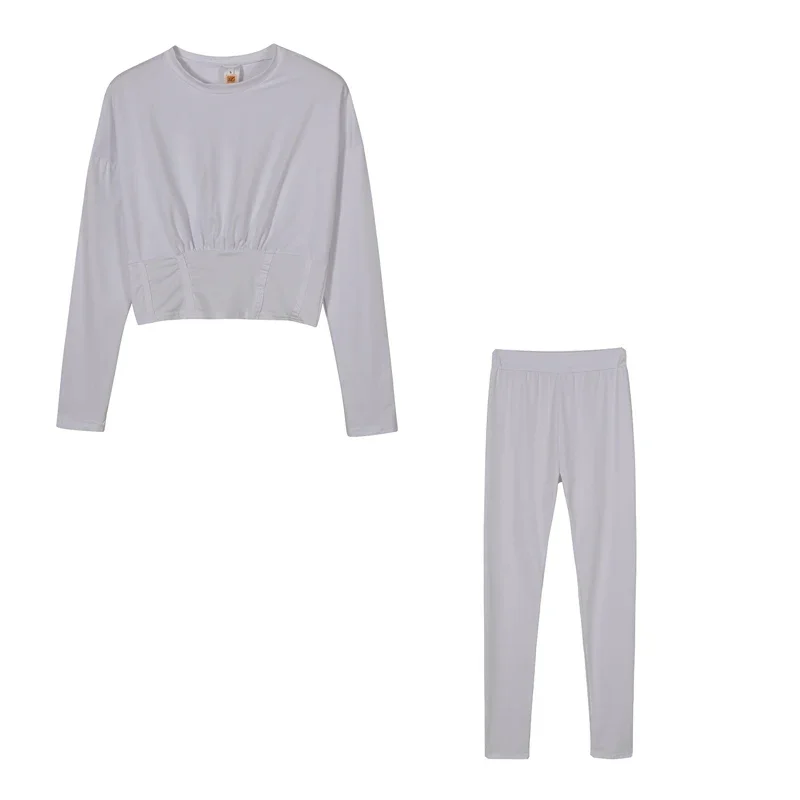 2023 neue AutumnWomen's Reine Farbe Sport Taille Anzug Mode Lässig Zwei-stück Set – Detail 33