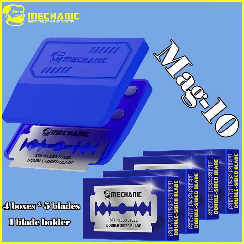 Soporte de hoja magnética MECHANIC Mag-10 con cuchillas de doble cara de acero inoxidable para Kit de herramientas de extracción de pantalla de reparación de teléfonos