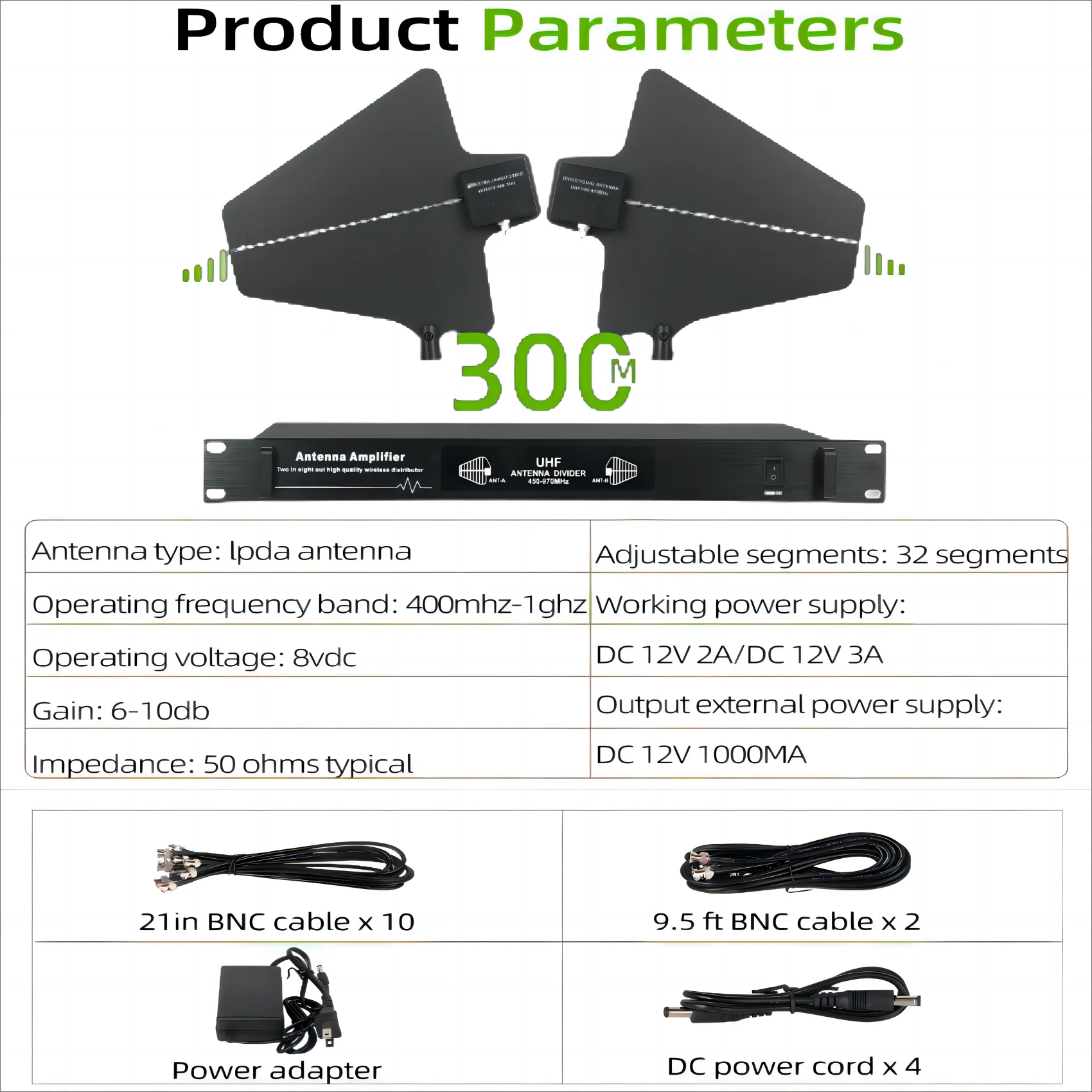 UHF signal amplification System antenna distribution 470-1000Mhz for wireless microphone reception extension enhancement