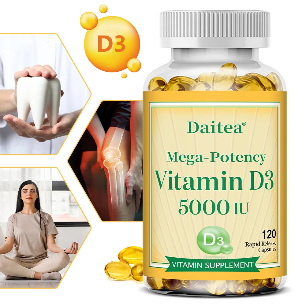 

High Potency Vitamin D3 50000 IU - Helps Muscle Nerve Health Support Bone Density Teeth and Skin Heart Health Gluten Free