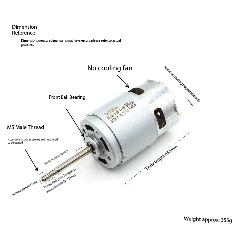 ACTUATOR RS-775 Motor DC 12V 18V 24V 36V High Speed Power Screw Shaft Motor Front Ball Bearing Large Torque 42MM Electric Motor