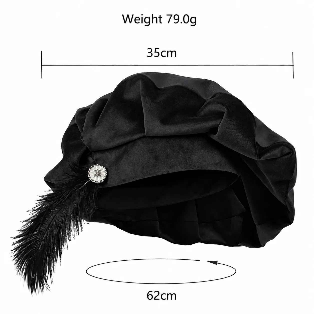 Renaissance Beret Slouchy Feather Decorated Beret Vintage Beret Velvet For Vintage Daily Wear Renaissance Themed Events Casual