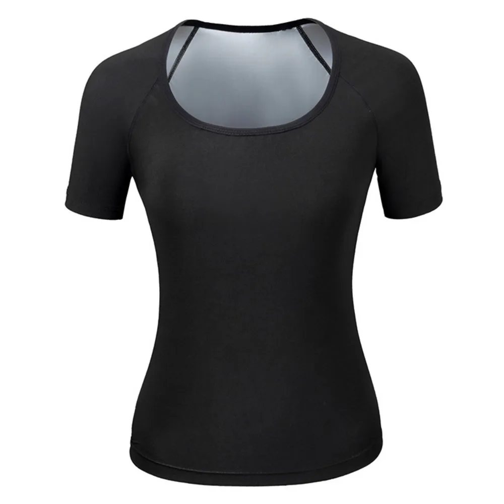 

Sweat-resistant Sweat Short Sleeve Compression Fit Waist Trainer Sauna Sweat Shirt Versatile Reusable Women's Sweat Shirt Yoga