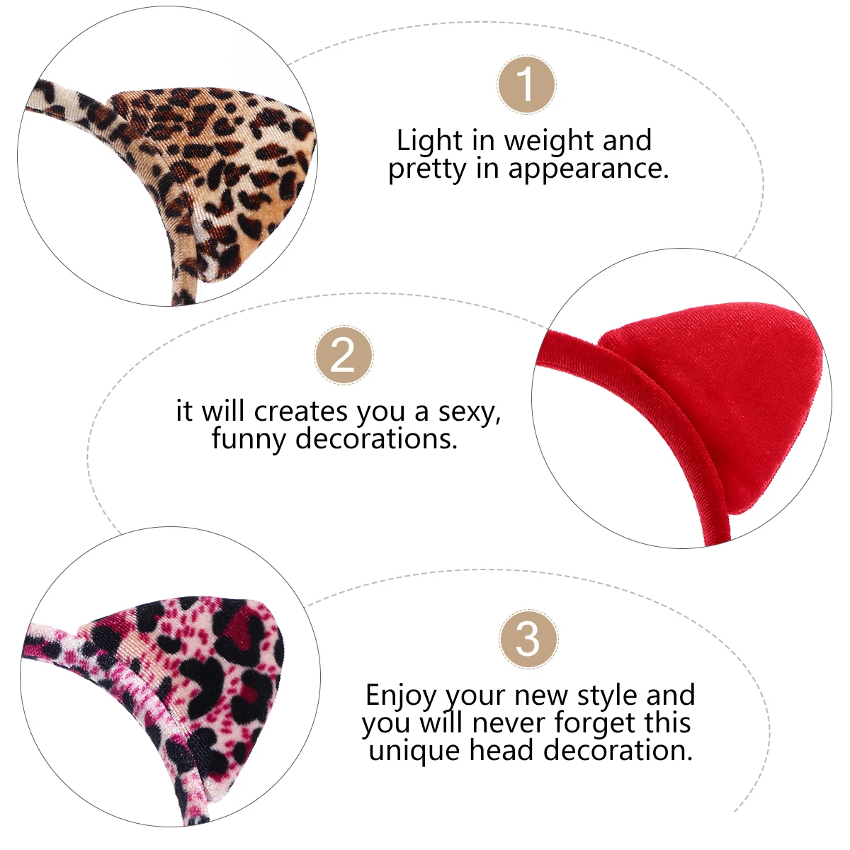 

4pcs Leopard Print Hair Hoop Party Headband Cat Ear Headdress Halloween Costume Accessory Comfortable Cloth Elastic Headband