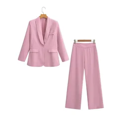 PB&ZA2024 autumn new women's clothing fashion temperament loose dress collar suit jacket long pants two-piece set