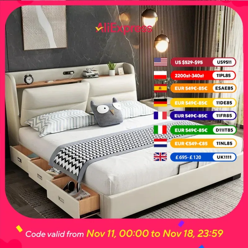 

Princess Waterproof Double Bed Platform Designer Full Size Bases Double Bed Queen Living Room Camas Matrimoniales Home Furniture