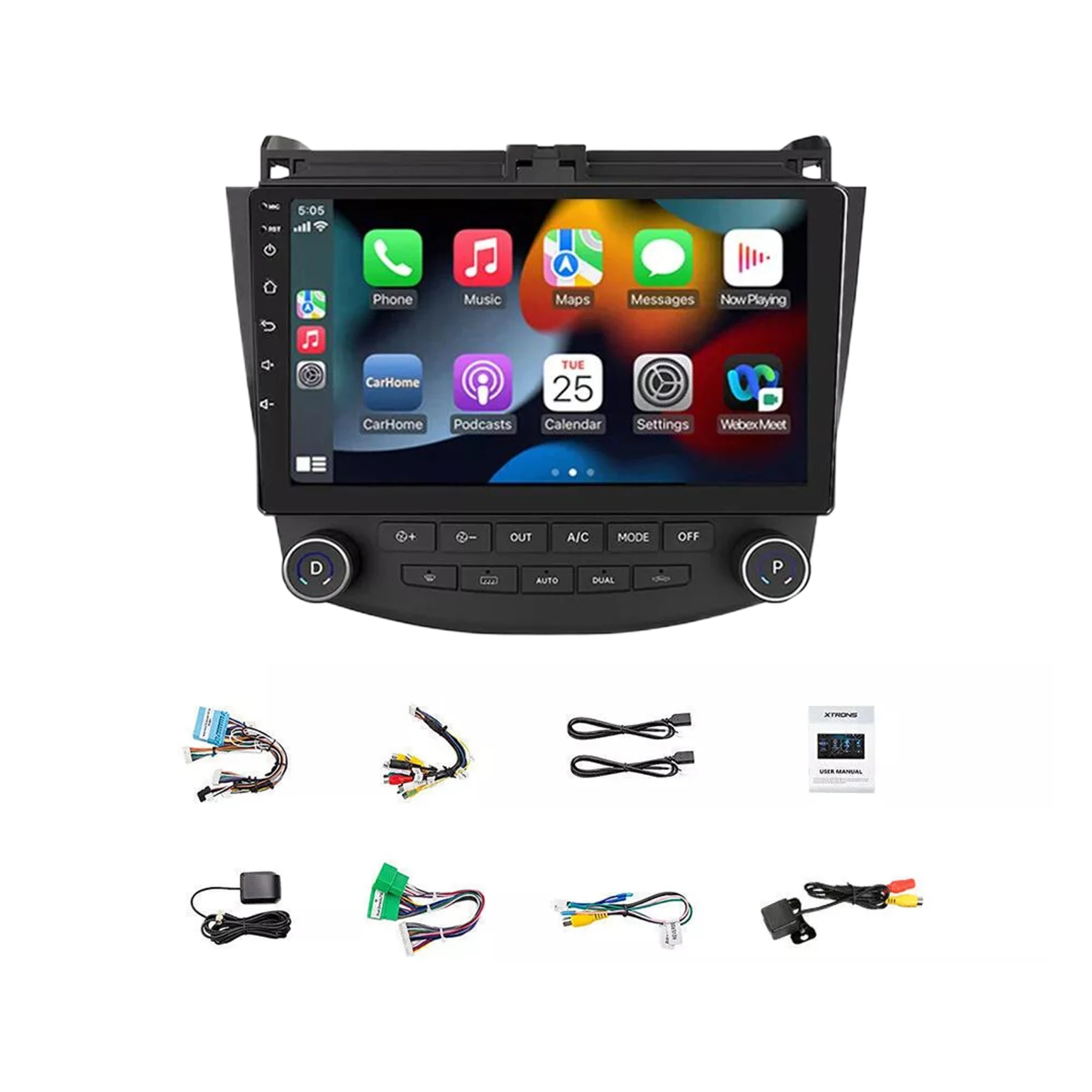 Black Accord 1 Inch Touchscreen Car Radio With Wireless Android Auto Wireless Android Auto