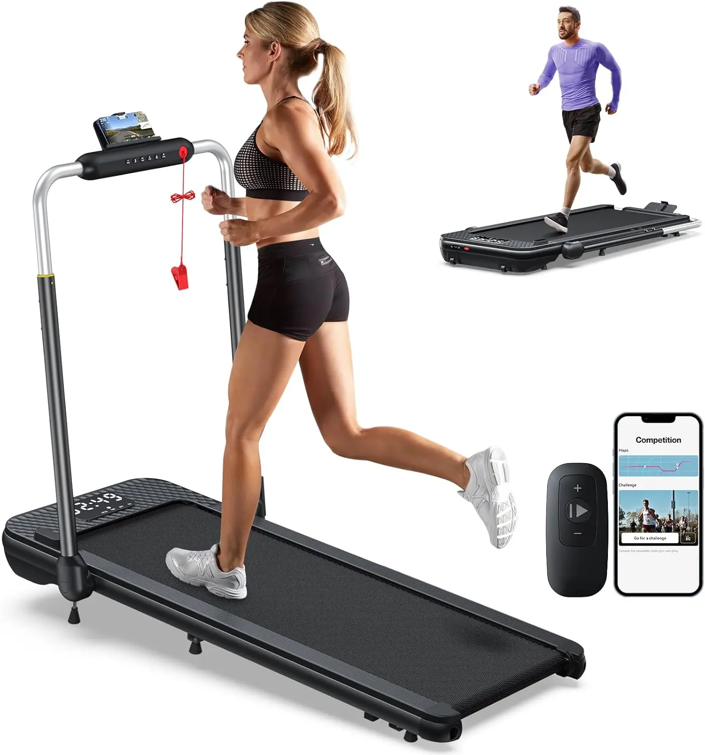 [340+ lbs Capacity] 12% Incline Walking Pad Treadmill for Apartment Office Home - 3.0HP Quiet Under Desk Walking Jogging