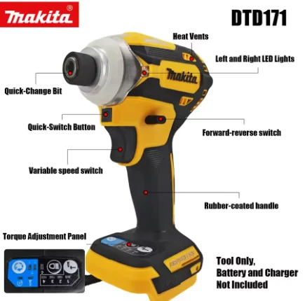 

Makita DTD171 18V Brushless Cordless Impact Driver Rechargeable Screwdriver Drills Power Tools Set - Battery Not Included
