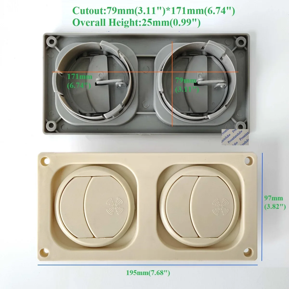 Picture 4: 4Pcs Plastic Rectangular A/C Vent With Double Recessed Adjustable Outlets Bus RV Caravan Dashboard