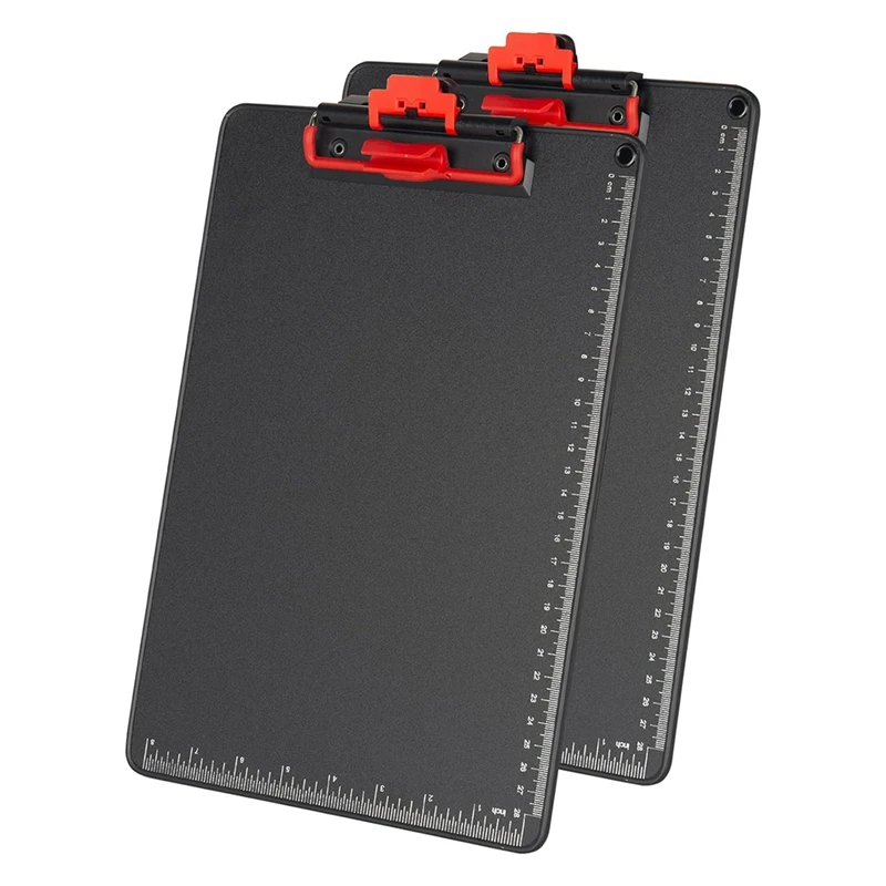 2 Pack Clipboards With Pen Holder, 12.5 X 9 Inch Standard Letter A4 Size Aluminum Wrapped Edge Protection Clipboard