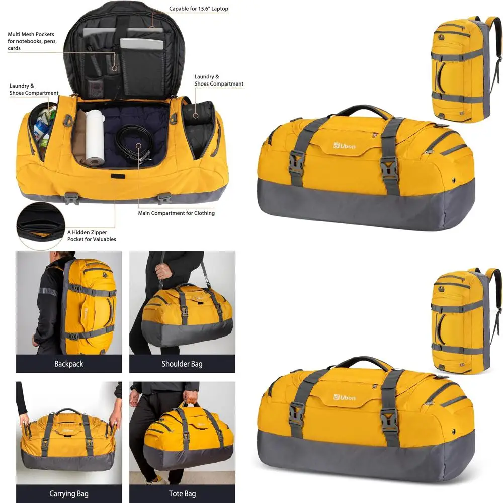 

4-Way Sports Gym Backpack with Shoe Compartment, Padded Straps for Weekend Camping & Travel
