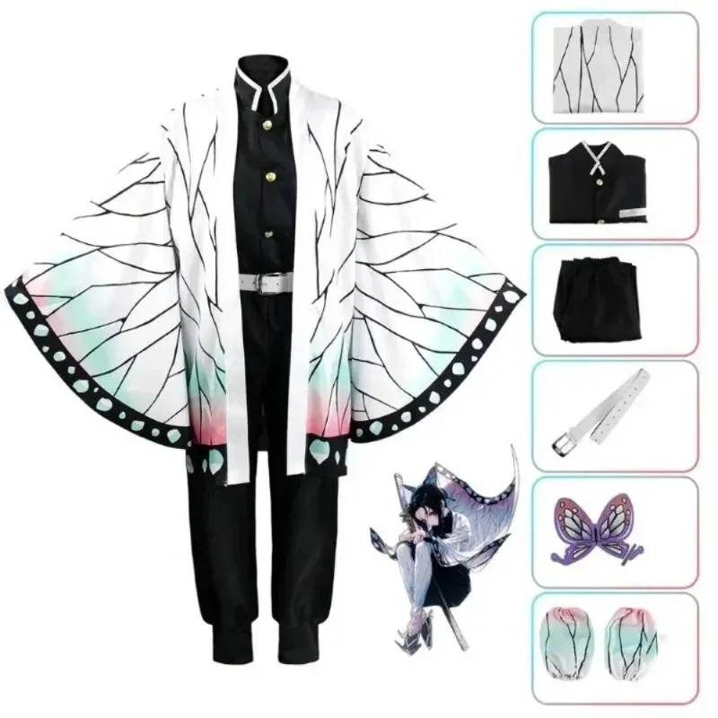 CyAnime Demon Slayer Kochou Shinobu Costume Parrucca Cosplay Haori Shinobu Cosplay Demon Slayer Kimono Costumi di Halloween per le donne