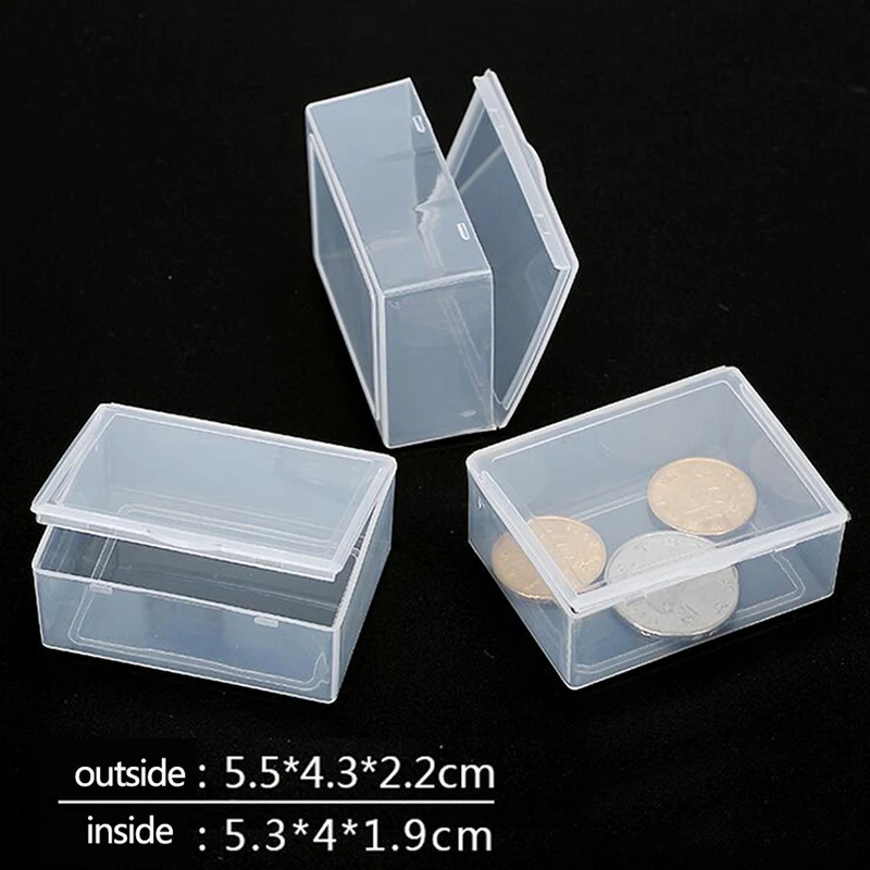 1pc Plastic Transparent With Lid Storage Box Collection Coin Jewelry Case Store Clear Container Home Storage Case