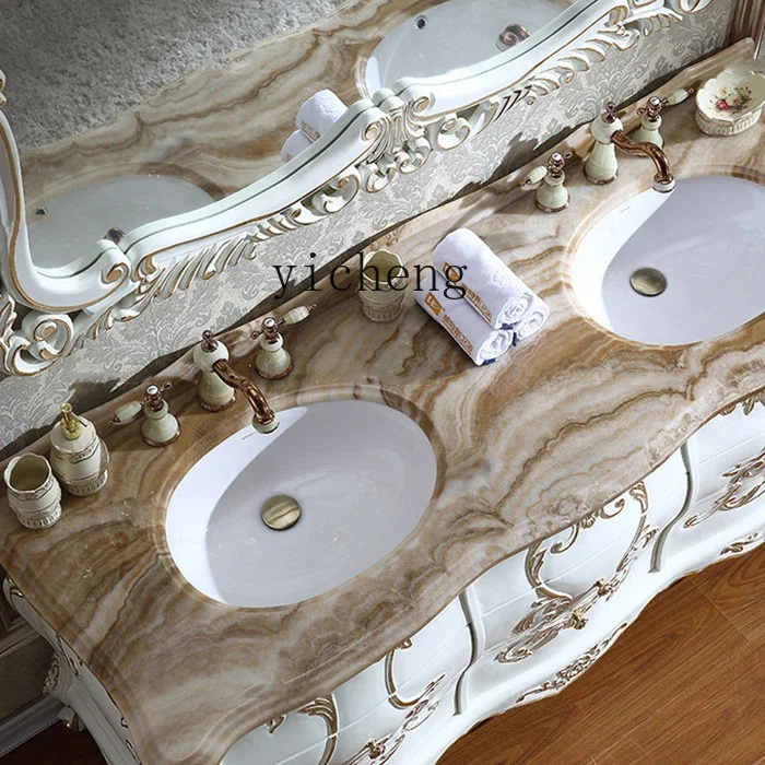 

XL1 bathroom cabinet solid wood washstand marble bathroom cabinet bathroom floor double basin hand washbasin