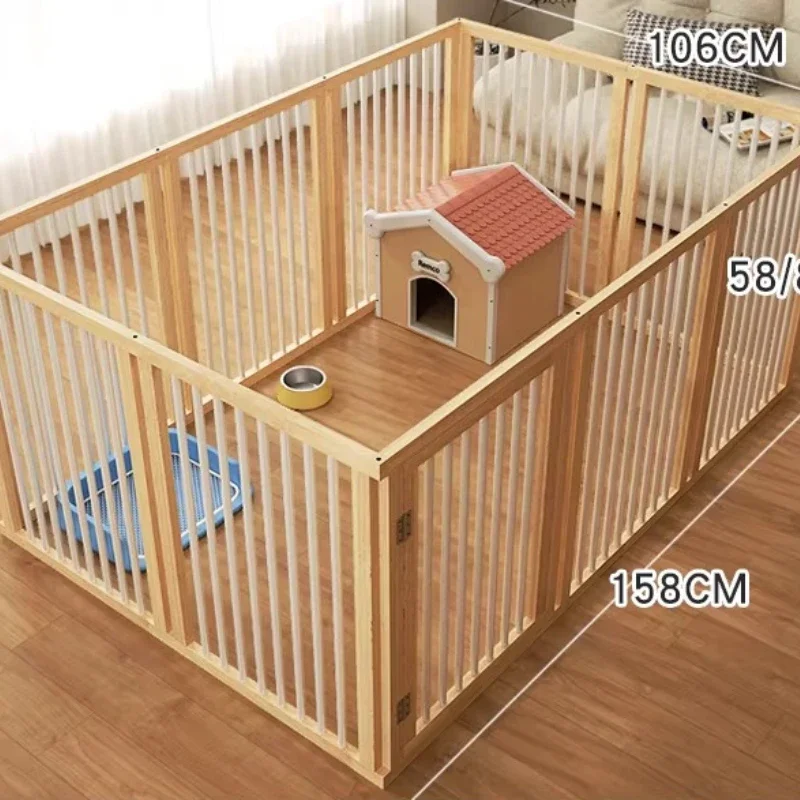 #Accessories Balcony Dog Fence Kennel Grating Large Dog Fence Folding Modular Extendable Wooden Parc Pour Chien Dog Supplies