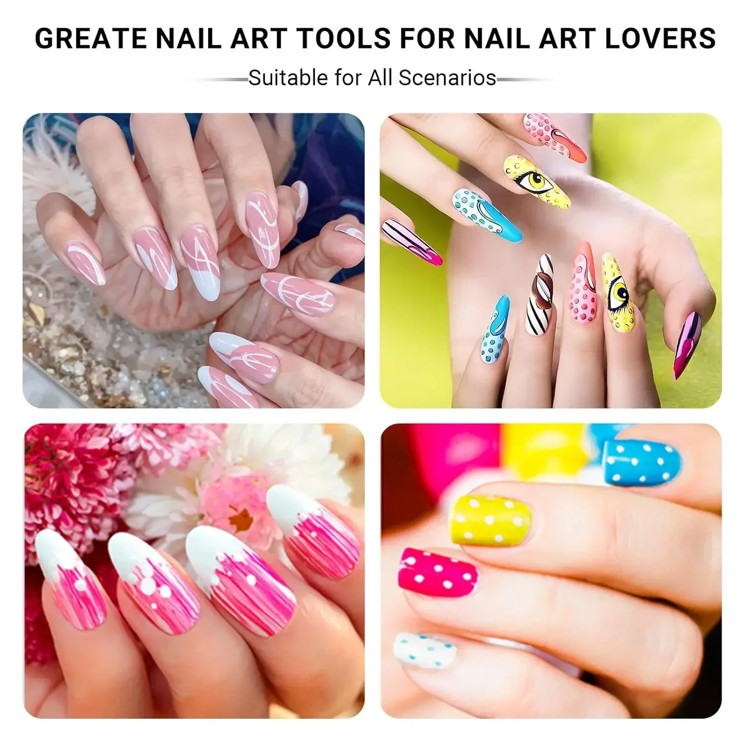 🎨 Kit DIY para Nail Art para iniciantes com paleta de resina, pincéis para esculpir, caneta pontilhadora |   Essencial para uso doméstico e em salão de beleza