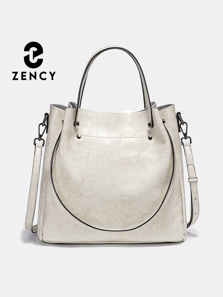 

Женская сумка Zency Fashion большой вместимости из 100% натуральной кожи, белая, на плечо, кроссбоди, тоут, шоппер, 2026 Bolsa sac