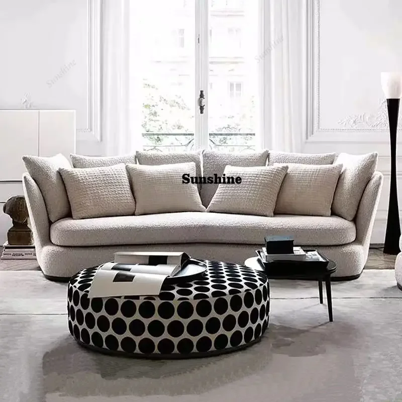 YNordic wabi-sabi style simple modern technology fabric sofa light luxury concubine lazy lamb wool curved