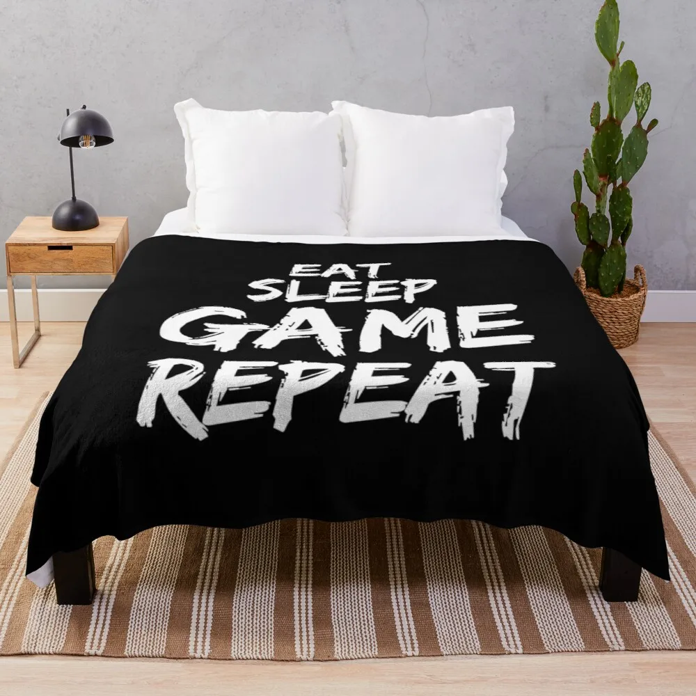 Eat Sleep Game Repeat Throw Blanket fur blankets Blanket for sofa crochet blanket tweed blanket