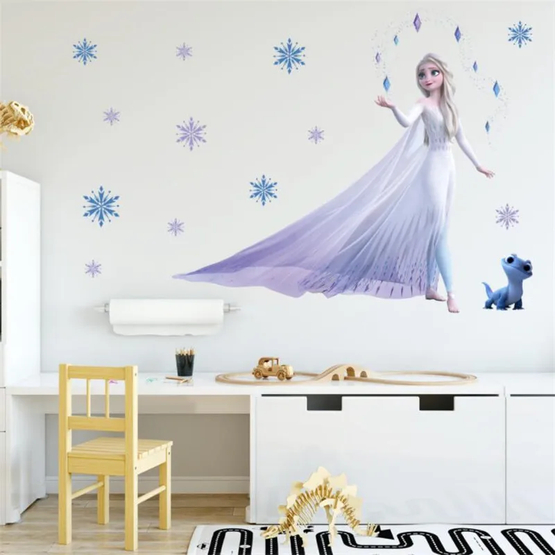 Cartoon Frozen Elsa Anna Princess Wall Stickers For Kids Room Kindergarten Living Room Bedroom Home Decoration Stickers 