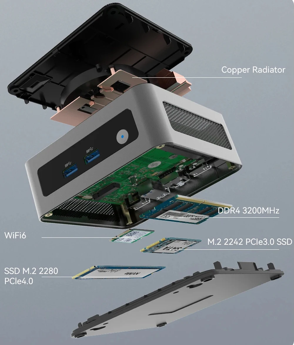 كمبيوتر صغير Intel i9 12900HK i5 12450H WiFi6 بلوتوث 2.5G LAN NVME DDR4 3200MHZ 4K كمبيوتر مكتبي 2 * HD 1 * Type-c فائق المدمج