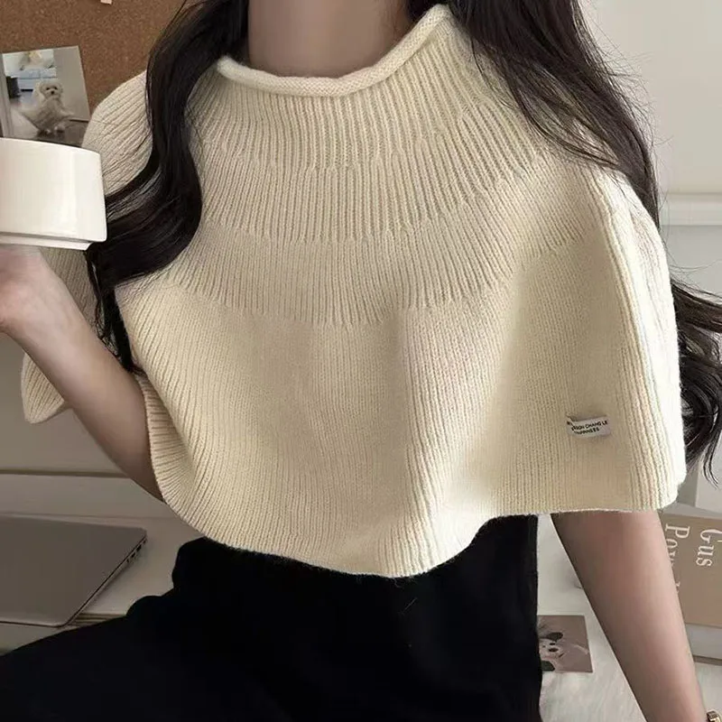 

Сплошной цвет, вязаный пуловер, шаль для женщин, осень-зима, защита плеч и шеи, теплый морозостойкий ветрозащитный чехол для шеи