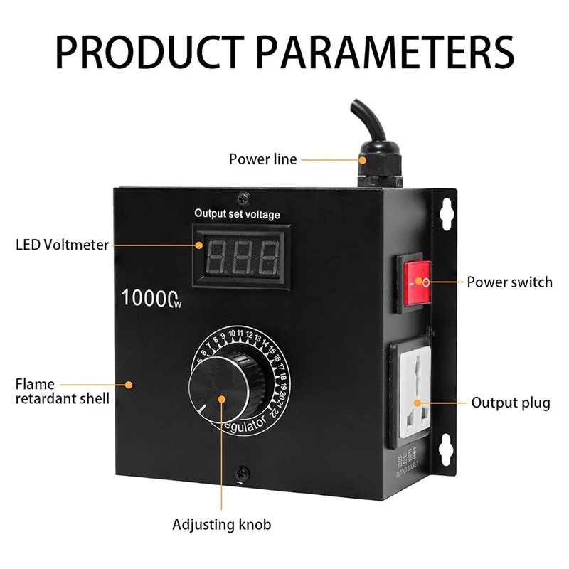 10000W SCR AC Variable Speed Controller, Fan and Motor Speed Control 120V-220V AC, 22A, Ideal for Electric Tools Us Plug