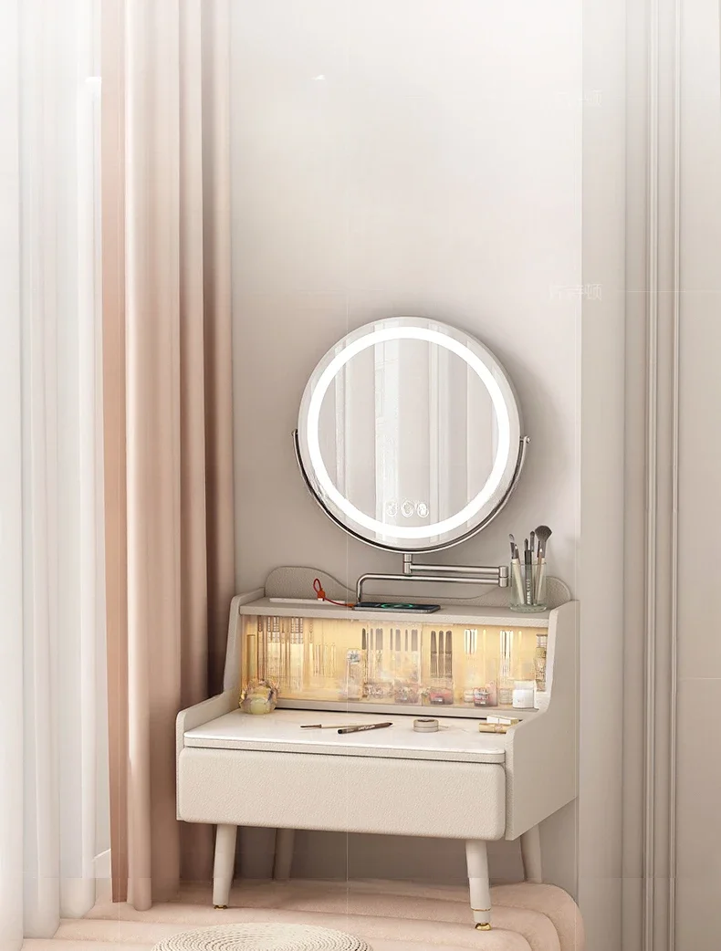 Dedicated small dressing table on balcony bay window, light luxury, small bedroom renovation, mini dressing table, internet