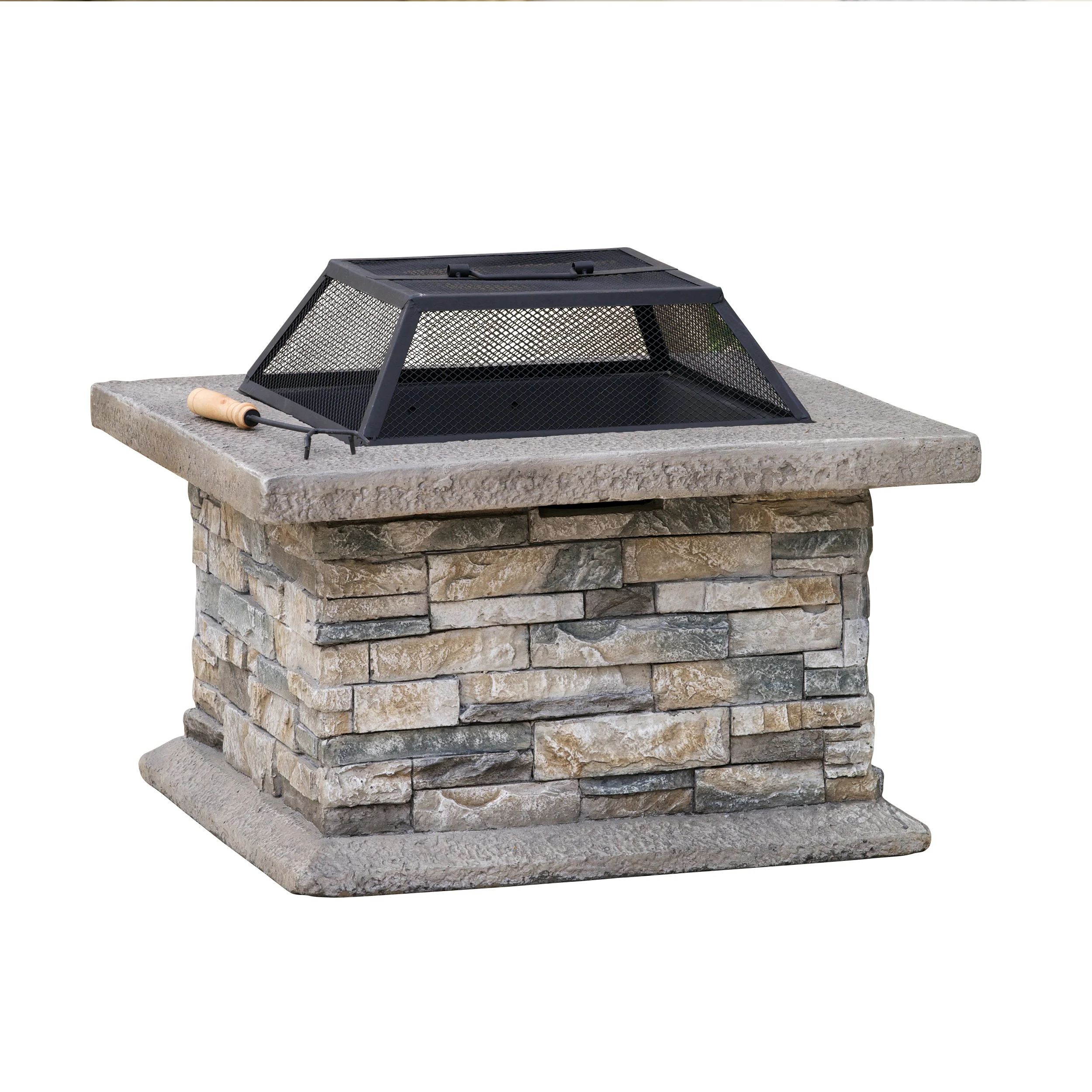 Outdoor Square Fire Pit Patio Furniture  Natural Stone Fire Pit Table