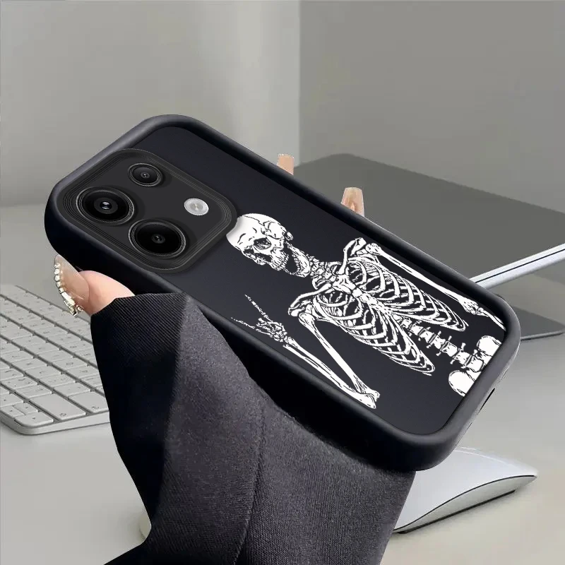 note13 pro Skull Silicone Phone Case On For Xiaomi Redmi Note 13 Pro Plus 4G 5G Redmi 13c A1 A2 A3 Plus Cover