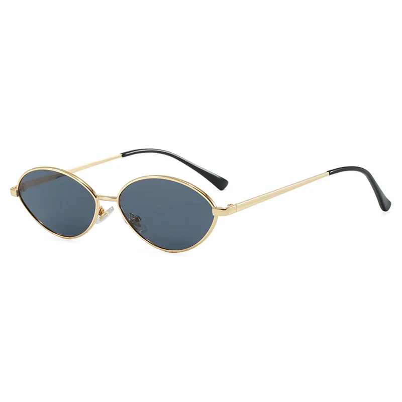 Shonemes Oval Sunglasses Stylish Women Shades Metal Frame Outdoor UV400 Eyewear Gold Silver Grey for Female