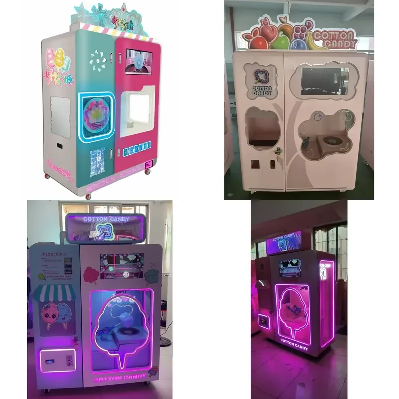 Automatic Cotton Candy Vending Machine 6 Colors Rainbow Sugar Floss Maker Self Service Dispenser for Party Event Commercial