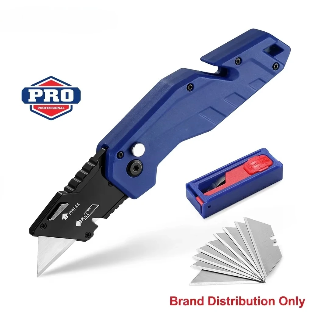 

Quick-Change Folding Button Lock Utility Knife with Nylon Handle Wire Stripping Utility Knife