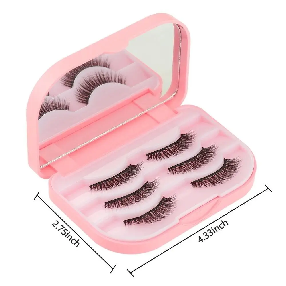 ขนตาปลอมที่ว่างเปล่ากล่องเก็บกันน้ําแต่งหน้ากระจก Fake Eye Lash Organizer พลาสติก 3 คู่ขนตาปลอมกล่องผู้หญิง