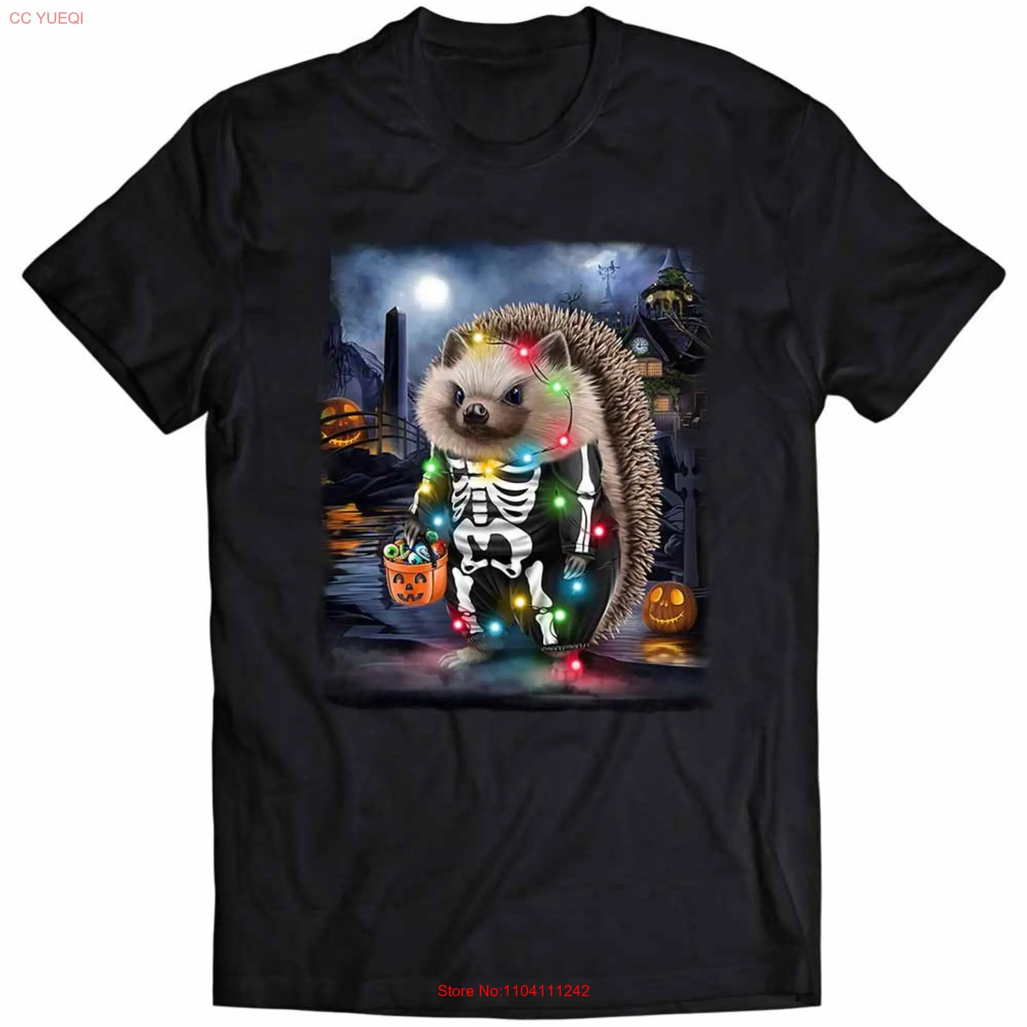 Hedgehog Dress Up in Skeleton Costume for Halloween Party  Youth T Shirt PrintStarT long or short sleeves