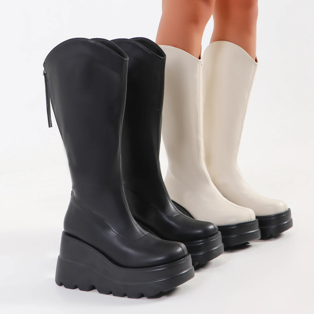 

Женские ботинки в готическом стиле, Элегантные ботильоны на массивной платформе, удобная прогулочная обувь на танкетке, большие размеры, 2024