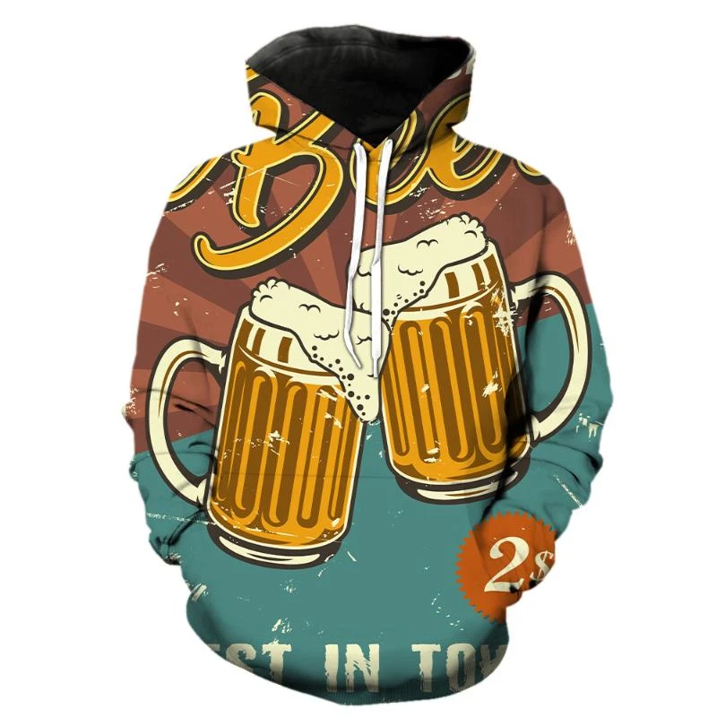 

Newest Beer Fun 3D Harajuku Printing Street Fashion Men's And Women's Soft Clothing Comfortable Trendy Hip Hop Party Hoodie Top