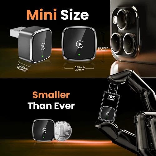 Imagen 2 del producto Adaptador inalámbrico Carplay Android Auto 2 en 1 Dongle inteligente 2025 5G WIFI para iphone teléfono Android para Volvo Benz MG Kia Chery VW