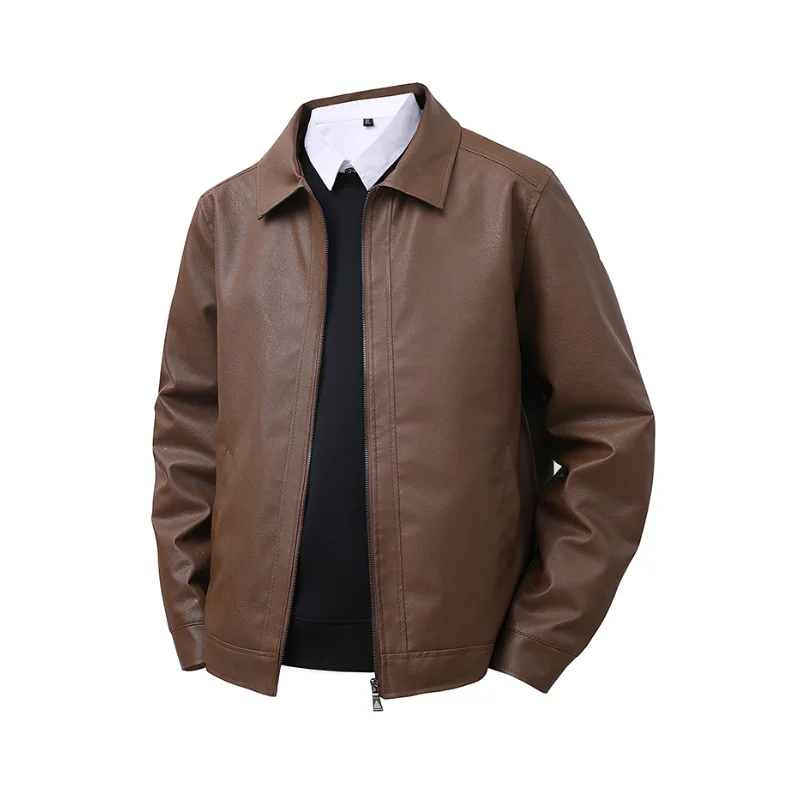 

Мужской однотонный кардиган с карманом на молнии и длинными рукавами, кожаная куртка, мужская повседневная куртка с тонкими лацканами JJ927