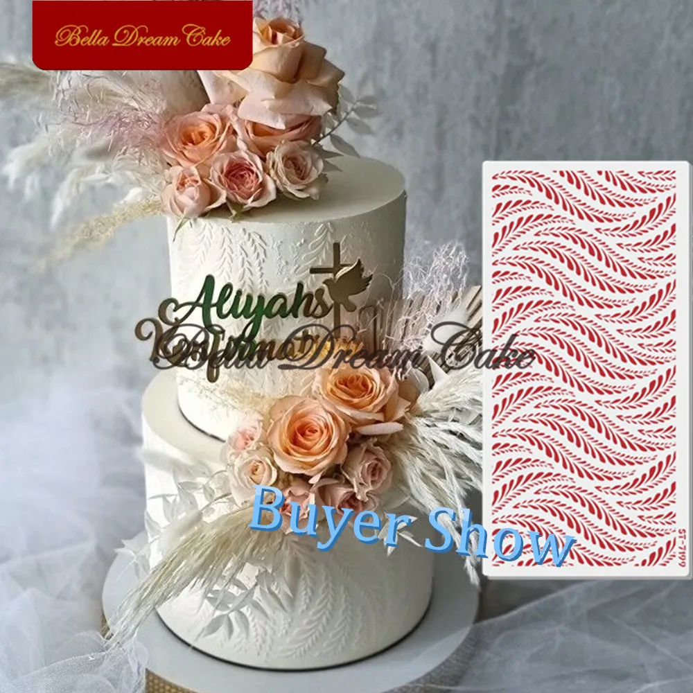 Wheat Harvest Pattern Lace Cake Stencil PET Chocolate Cake Border Template DIY Royal Cream Mould Cake Decorating Tools Bakeware