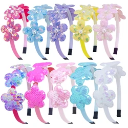 1PC Sequin Flower Headbands Kids Plastic Teeth Hairbands Floral Headband Children Girls Hair Aceessories