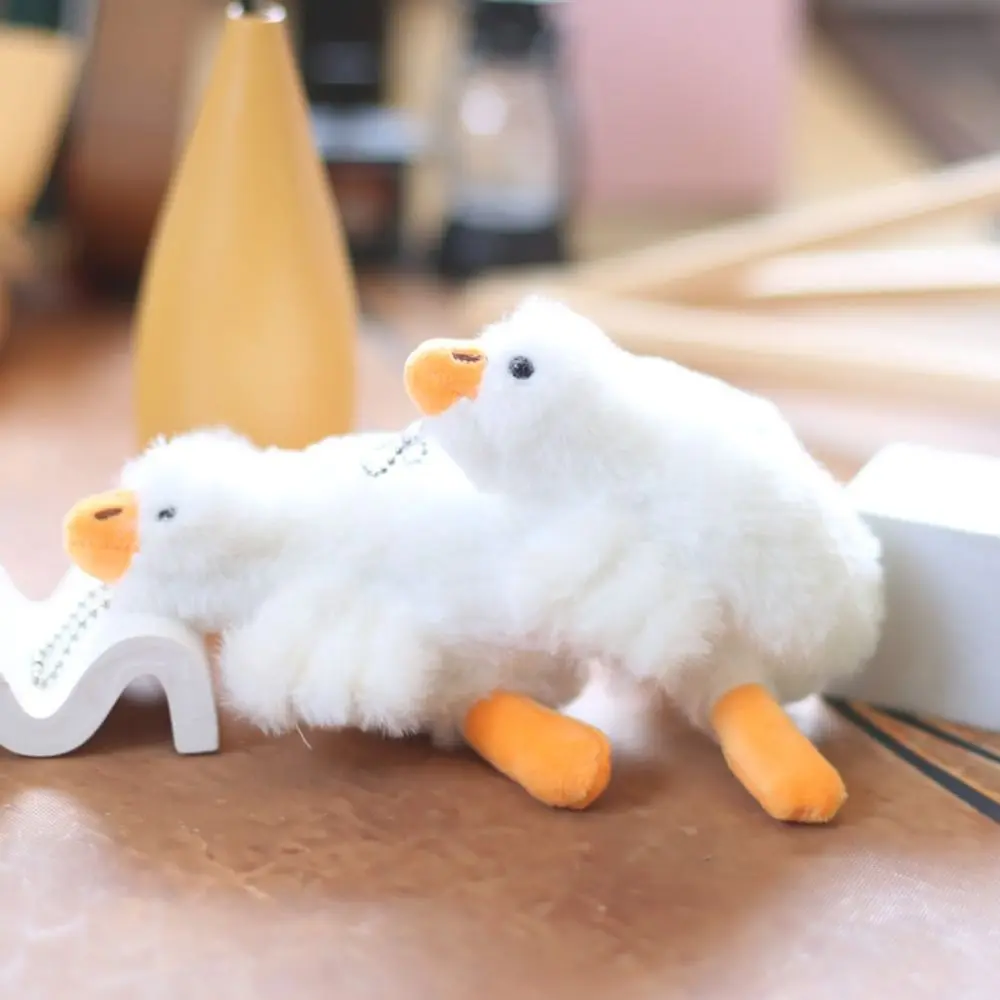 Creative Cartoon Animal White Goose Pendant Soft Bag Pendant Plush Dolls Keychain Gifts Stuffed Toys Car Keyring Gifts