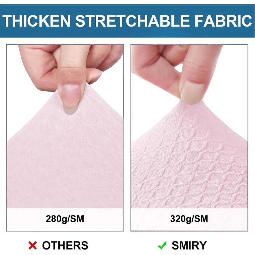 مجموعة من 8 أغطية مقاعد مقاومة للماء لكراسي تناول الطعام، جاكار مطاطي، قابل للإزالة والغسل، وردي