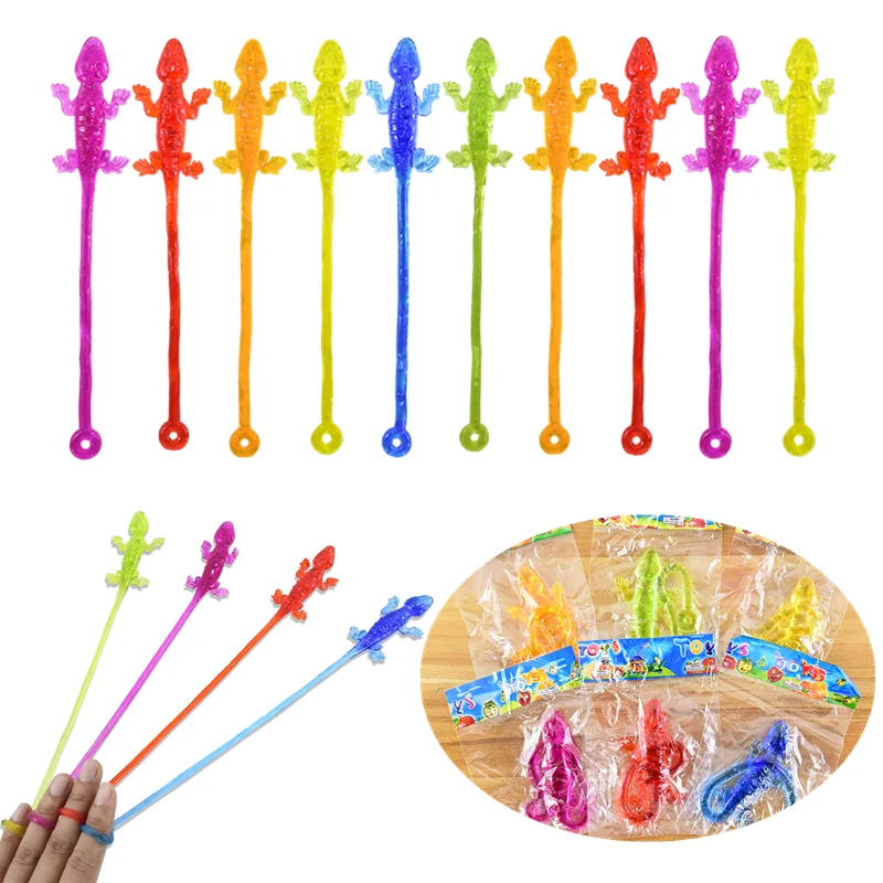 

10PCS Multi-color Stretchy Sticky Toy Kids Birthday Party Favors Funny Colorful Sticky Retractable Lizard Novelty Toys Xmas Gift