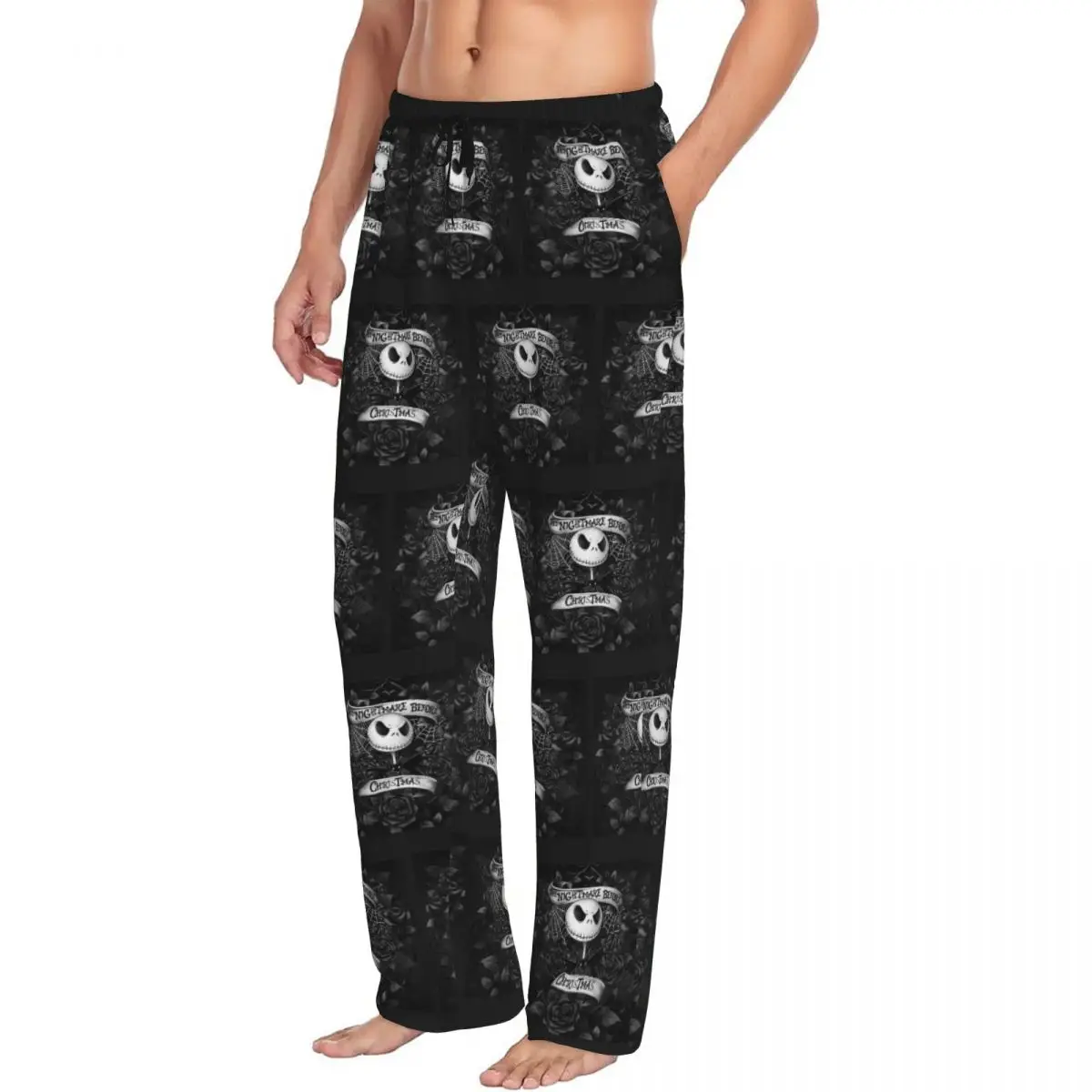 Pantalones de pijama personalizados de pesadilla antes de Navidad, ropa de dormir con bolsillos para Halloween, Skull Jack, esqueleto, para dormir