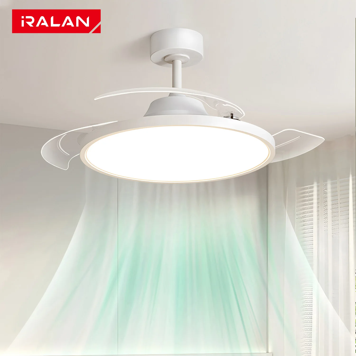 Ultradünne LED-Deckenleuchte mit Ventilator, unsichtbare Deckenleuchte, Fernbedienung, Kronleuchter für Esszimmer, Büro, Schlafzimmer, Ventilatorlampe