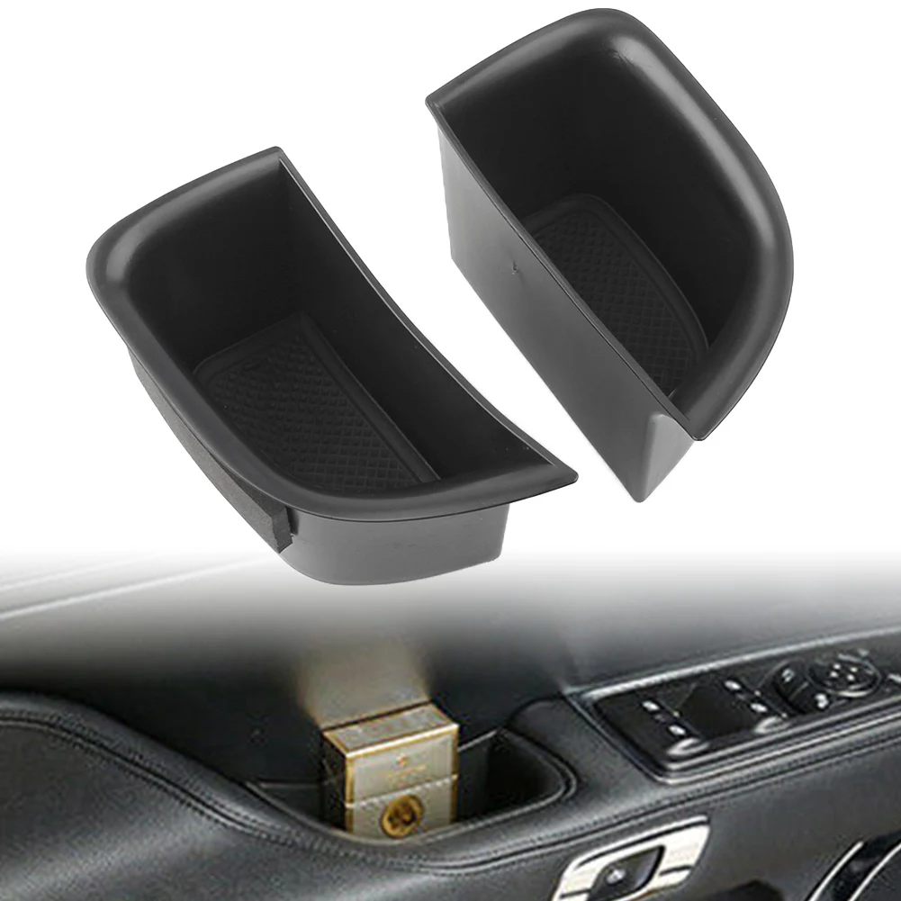 ABS Black Car Front Door Storage Box Organizer Container Holder 2Pcs For Lincoln Continental 2017-2018 Left Driver