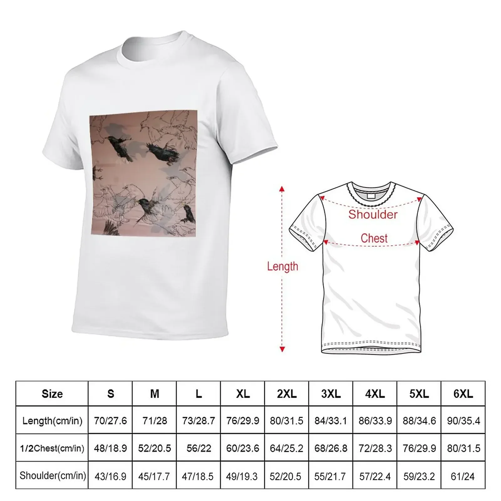 Starling Murmuration 1 Art T-Shirt kawaii clothes Aesthetic clothing men clothings